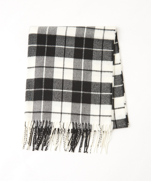 Abahouse Devinette(ドゥヴィネット)の「【9-22 】ウール混タータンチェックストール(ストール/ショール・レディース・ブラック/レッド/グリーン・フリー)」の1枚目の写真