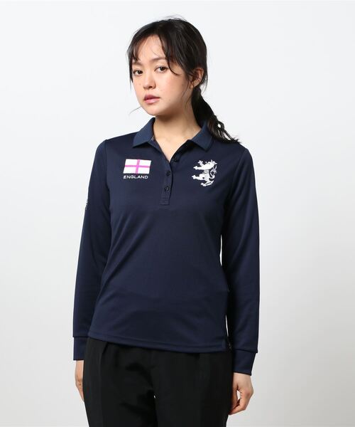 Admiral Golf（アドミラル　ゴルフ）の「[アドミラル ゴルフ] レディース フラッグ 長袖 ポロシャツ　 （シャツ/ブラウス・レディース・ホワイト/ネイビー/ピンク・LL/S/M/L）」の2枚目の写真