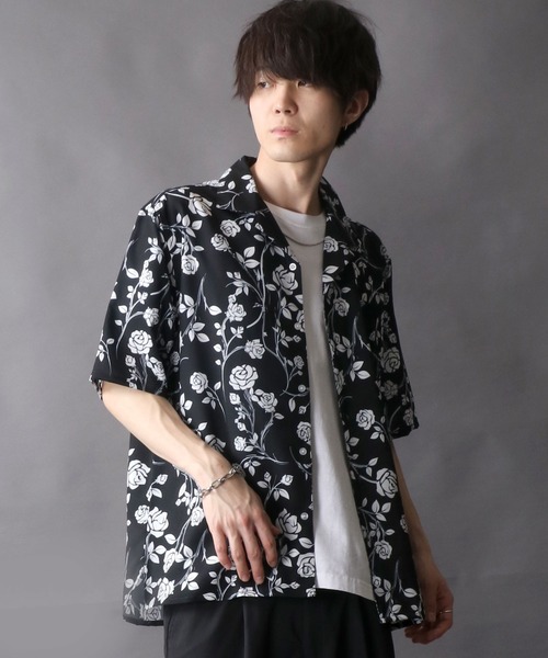セール】Drape Open Collar Shirt/ドレープ オープンカラー