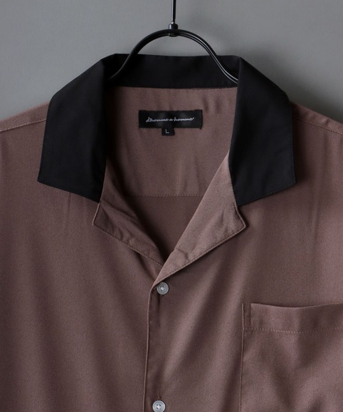 トップス drape design open collar shirt Lazar シャツ Oversize Drape Open Collar Shirt/オーバーサイズ