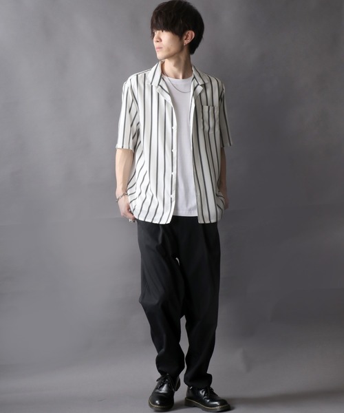トップス drape design open collar shirt Lazar シャツ Oversize Drape Open Collar Shirt/オーバーサイズ