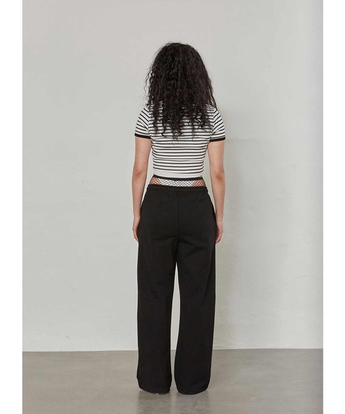 WOOALONG(ウアロン)の「『WOOALONG/ウアロン』Double stripe crop short sleeved T-shirt/ボーダー柄クロップド丈半袖Tシャツ(Tシャツ/カットソー・レディース・ブラック×ホワイト/A・XS/S)」の14枚目の写真