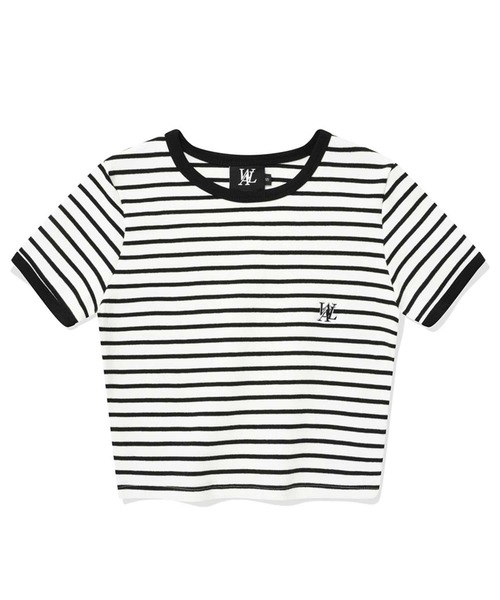 WOOALONG/ウアロン』Double stripe crop short sleeved T-shirt