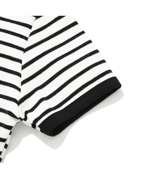 WOOALONG(ウアロン)の「『WOOALONG/ウアロン』Double stripe crop short sleeved T-shirt/ボーダー柄クロップド丈半袖Tシャツ(Tシャツ/カットソー・レディース・ブラック×ホワイト/A・XS/S)」の15枚目の写真