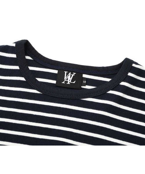 WOOALONG(ウアロン)の「『WOOALONG/ウアロン』Double stripe crop short sleeved T-shirt/ボーダー柄クロップド丈半袖Tシャツ(Tシャツ/カットソー・レディース・ブラック×ホワイト/A・XS/S)」の4枚目の写真