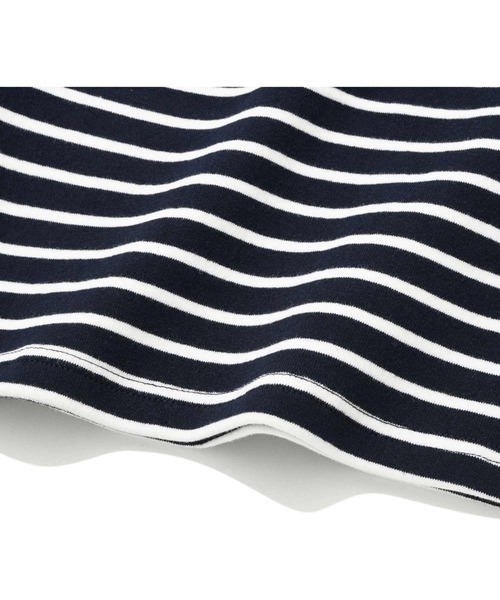 WOOALONG(ウアロン)の「『WOOALONG/ウアロン』Double stripe crop short sleeved T-shirt/ボーダー柄クロップド丈半袖Tシャツ(Tシャツ/カットソー・レディース・ブラック×ホワイト/A・XS/S)」の9枚目の写真