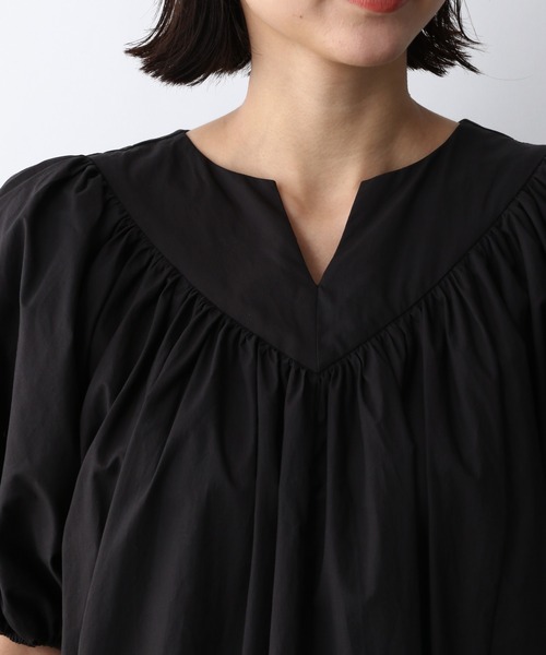 e/rm（イーアールエム）の「【e/rm】プレミアオーガニックコットン_ソデボリュームワンピース　949622（ワンピース・レディース・ブルー系その他3/ブラウン/ブラック/ライトイエロー・FREE）」の5枚目の写真