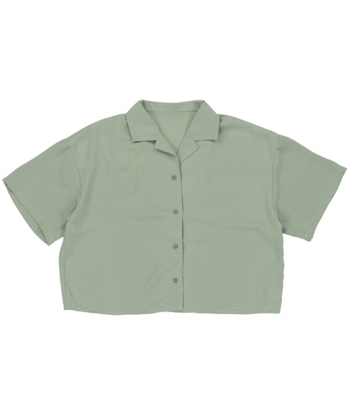 SPINNS（スピンズ）の「5分袖ショート丈オープンカラーシャツ（シャツ/ブラウス・レディース・ブラック/ピンク/ブルー/アイボリー/ミント・ONESIZE）」の10枚目の写真