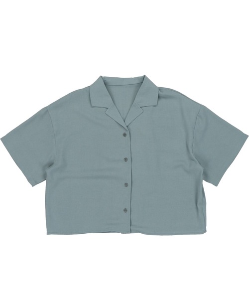 SPINNS（スピンズ）の「5分袖ショート丈オープンカラーシャツ（シャツ/ブラウス・レディース・ブラック/ピンク/ブルー/アイボリー/ミント・ONESIZE）」の12枚目の写真