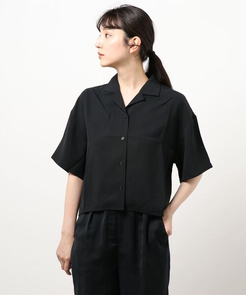 SPINNS（スピンズ）の「5分袖ショート丈オープンカラーシャツ（シャツ/ブラウス・レディース・ブラック/ピンク/ブルー/アイボリー/ミント・ONESIZE）」の20枚目の写真