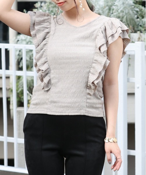 ARCANUM DESIGN（アルカナムデザイン）の「ARL ｷﾞｬｻﾞｰｽﾘｰﾌﾞﾄｯﾌﾟｽ（Tシャツ/カットソー・レディース・ホワイト/ブラック/グレー・FREE）」の11枚目の写真