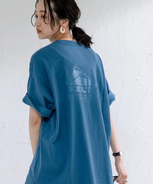 KELTY（ケルティ）の「【WEB限定カラー】KELTY（ケルティ）別注トリプルサンカクバックプリントTシャツ#（Tシャツ/カットソー・レディース・ブラック/ベージュ/パープル/オフホワイト/オリーブ/マスタード/モカ/ナチュラル/コバルトブルー・MEDIUM/LARGE）」の7枚目の写真
