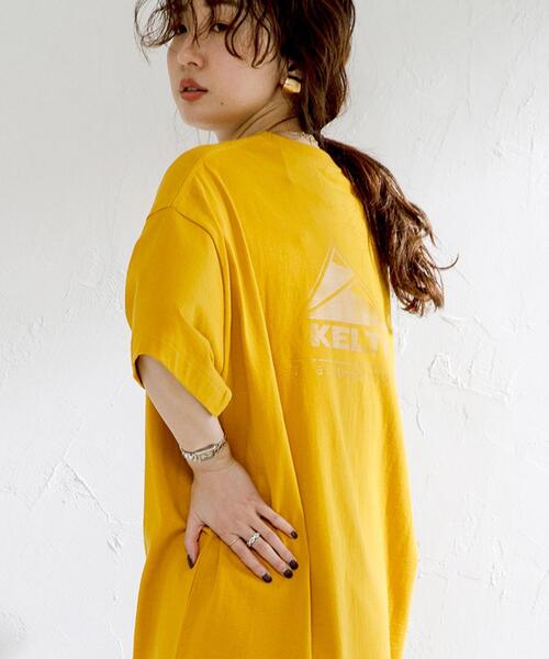 KELTY（ケルティ）の「【WEB限定カラー】KELTY（ケルティ）別注トリプルサンカクバックプリントTシャツ#（Tシャツ/カットソー・レディース・ブラック/ベージュ/パープル/オフホワイト/オリーブ/マスタード/モカ/ナチュラル/コバルトブルー・MEDIUM/LARGE）」の9枚目の写真