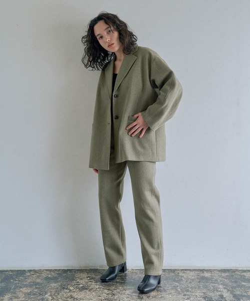 select MOCA（セレクトモカ）の「2021 AW ヘリンボーンシングルタックパンツ（その他パンツ・レディース・ダークブラウン/カーキオリーブ・SMALL/MEDIUM）」の4枚目の写真