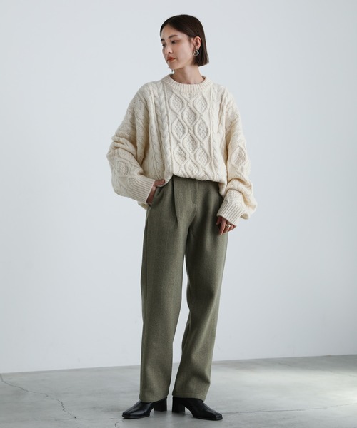 select MOCA（セレクトモカ）の「2021 AW ヘリンボーンシングルタックパンツ（その他パンツ・レディース・ダークブラウン/カーキオリーブ・SMALL/MEDIUM）」の18枚目の写真