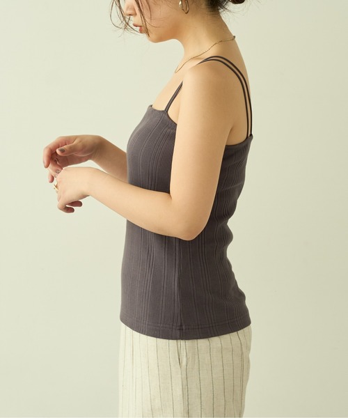 natural couture（ナチュラルクチュール）の「【大人ナチュ】カップ付きランダムテレコキャミソール（キャミソール・レディース・ベージュ/アイボリー/スミクロ・FREE）」の17枚目の写真