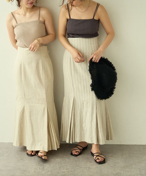 natural couture（ナチュラルクチュール）の「【大人ナチュ】カップ付きランダムテレコキャミソール（キャミソール・レディース・ベージュ/アイボリー/スミクロ・FREE）」の12枚目の写真