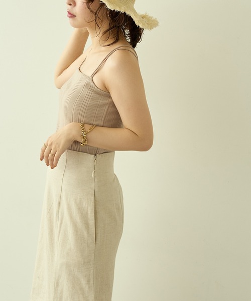 natural couture（ナチュラルクチュール）の「【大人ナチュ】カップ付きランダムテレコキャミソール（キャミソール・レディース・ベージュ/アイボリー/スミクロ・FREE）」の14枚目の写真