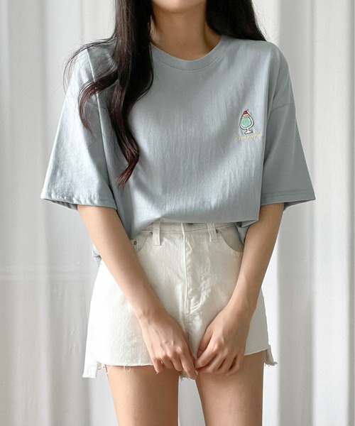 SONA（ソナ）の「3rd Spring×SONYUNARAコラボ おやつ刺繍Tシャツ（Tシャツ/カットソー・レディース・ブラック/ベージュ/グリーン/ブルー/ピンク/アイボリー・FREE）」の8枚目の写真