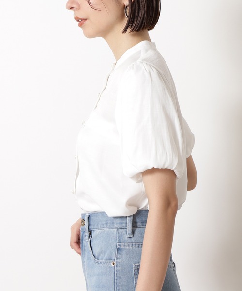 N.(N. Natural Beauty Basic)(エヌエヌナチュラルビューティーベーシック)の「◆パールボタンパフスリーブブラウス(シャツ/ブラウス・レディース・オフホワイト/ブラウン/ライトグリーン・MEDIUM)」の10枚目の写真