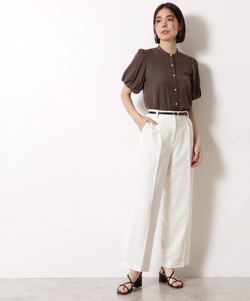 N.(N. Natural Beauty Basic)(エヌエヌナチュラルビューティーベーシック)の「◆パールボタンパフスリーブブラウス(シャツ/ブラウス・レディース・オフホワイト/ブラウン/ライトグリーン・MEDIUM)」の7枚目の写真