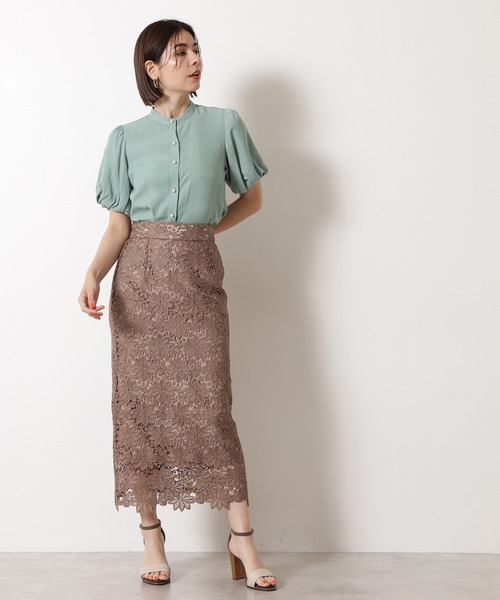 N.(N. Natural Beauty Basic)(エヌエヌナチュラルビューティーベーシック)の「◆パールボタンパフスリーブブラウス(シャツ/ブラウス・レディース・オフホワイト/ブラウン/ライトグリーン・MEDIUM)」の8枚目の写真