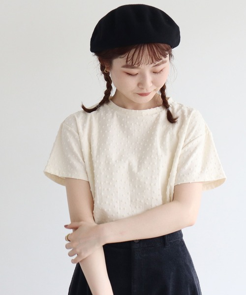 l'atelier du savon 半袖ニット 黒 ドット柄 l´atelier du savon 半袖ニット 黒 ドット柄