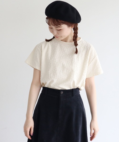 tシャツ 小ドットパイルＴシャツ レディース 小ドットパイルTシャツ（Tシャツ/カットソー）｜l'atelier du