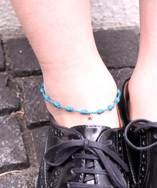 FACES(7)（フェイシーズセブン）の「MARCABANA マールカバーナ ロザリオコード アンクレット シルバー STAR スター（アンクレット・メンズ・ブラック/ネイビー/レッド/ブルー/カーキ・FREE）」の12枚目の写真