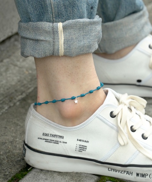 FACES(7)（フェイシーズセブン）の「MARCABANA マールカバーナ ロザリオコード アンクレット シルバー STAR スター（アンクレット・メンズ・ブラック/ネイビー/レッド/ブルー/カーキ・FREE）」の13枚目の写真