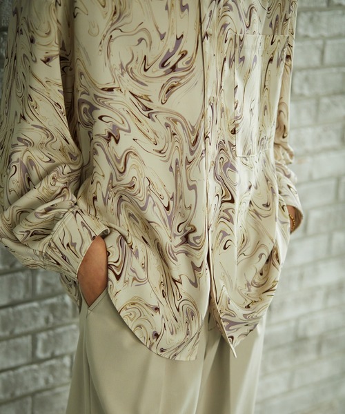 TAUPE（トープ）の「【TAUPE/トープ】 リキッドフロールーズシャツ（シャツ/ブラウス・メンズ・ブラウン/アイボリー・1/2）」の6枚目の写真