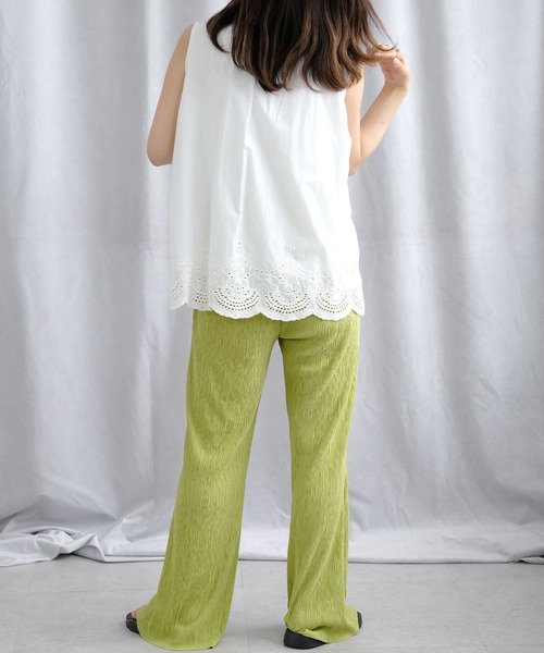 ＡＮＤＪ（アンドジェイ）の「裾スカラップ刺繍レースAラインコットンチュニック（タンクトップ・レディース・ホワイト/ブラック・M）」の10枚目の写真