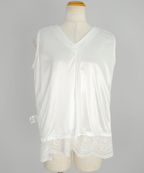 ＡＮＤＪ（アンドジェイ）の「裾スカラップ刺繍レースAラインコットンチュニック（タンクトップ・レディース・ホワイト/ブラック・M）」の9枚目の写真