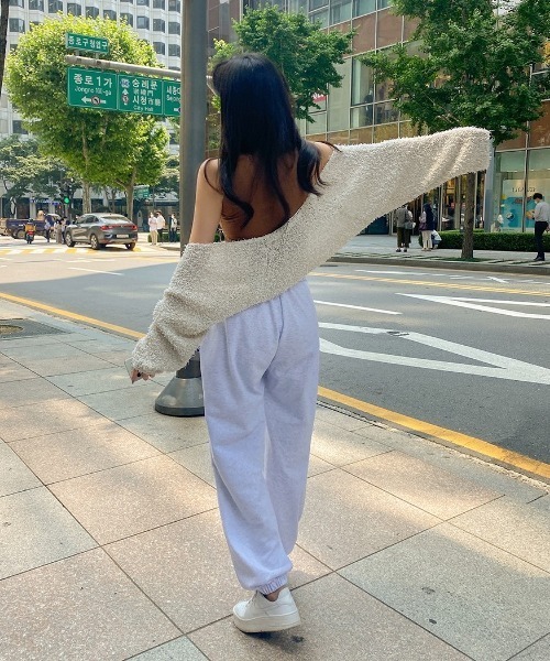 chuu（チュー）の「CHUU ウエストバンディングジョガーパンツ（スウェットパンツ・レディース・スカイブルー/ピンク/霜降りグレー・FREE）」の19枚目の写真