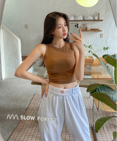 chuu（チュー）の「CHUU ウエストバンディングジョガーパンツ（スウェットパンツ・レディース・スカイブルー/ピンク/霜降りグレー・FREE）」の10枚目の写真