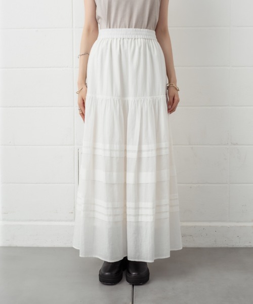 mystic（ミスティック）の「ランダムタックロングスカート（スカート・レディース・ブラック/オフホワイト・FREE）」の11枚目の写真
