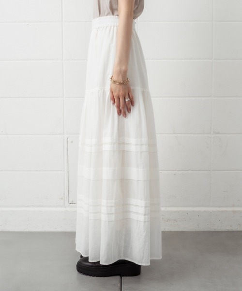 mystic（ミスティック）の「ランダムタックロングスカート（スカート・レディース・ブラック/オフホワイト・FREE）」の5枚目の写真