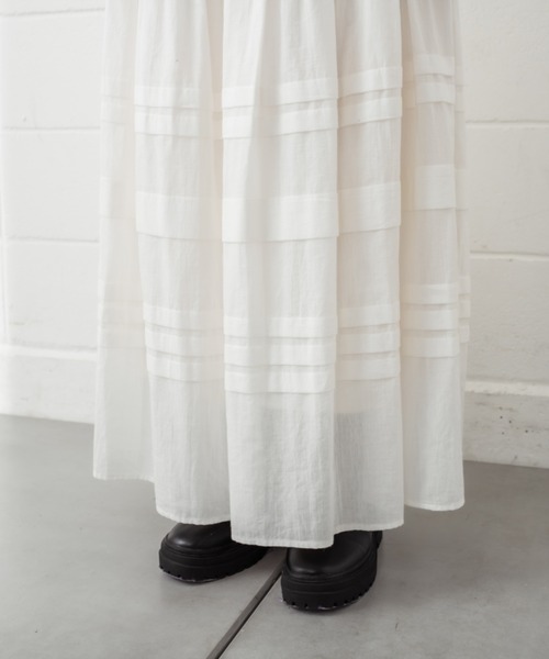 mystic（ミスティック）の「ランダムタックロングスカート（スカート・レディース・ブラック/オフホワイト・FREE）」の8枚目の写真