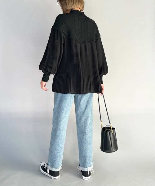 【セール】ケーブルニット切替プリーツプルオーバー（その他トップス）｜PICCIN（ピッチン）