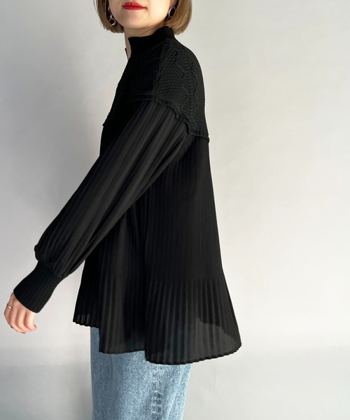 【セール】ケーブルニット切替プリーツプルオーバー（その他トップス）｜PICCIN（ピッチン）