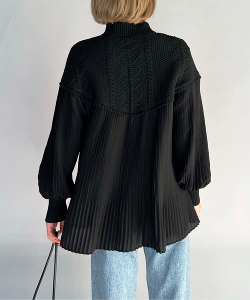 【セール】ケーブルニット切替プリーツプルオーバー（その他トップス）｜PICCIN（ピッチン）