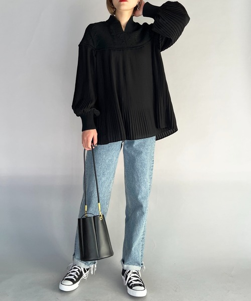 【セール】ケーブルニット切替プリーツプルオーバー（その他トップス）｜PICCIN（ピッチン）