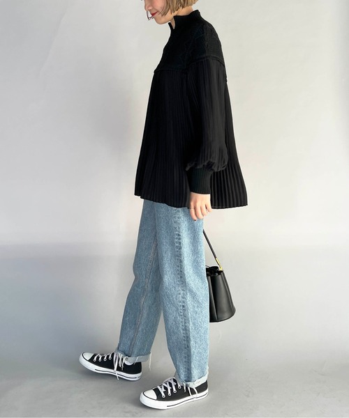 【セール】ケーブルニット切替プリーツプルオーバー（その他トップス）｜PICCIN（ピッチン）