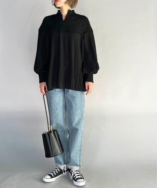 【セール】ケーブルニット切替プリーツプルオーバー（その他トップス）｜PICCIN（ピッチン）