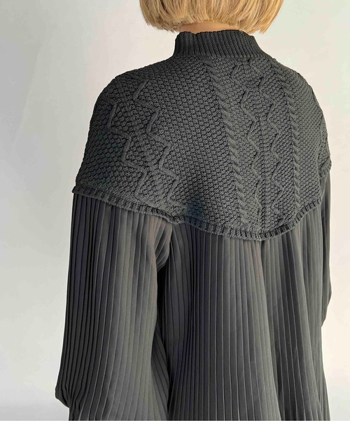 【セール】ケーブルニット切替プリーツプルオーバー（その他トップス）｜PICCIN（ピッチン）