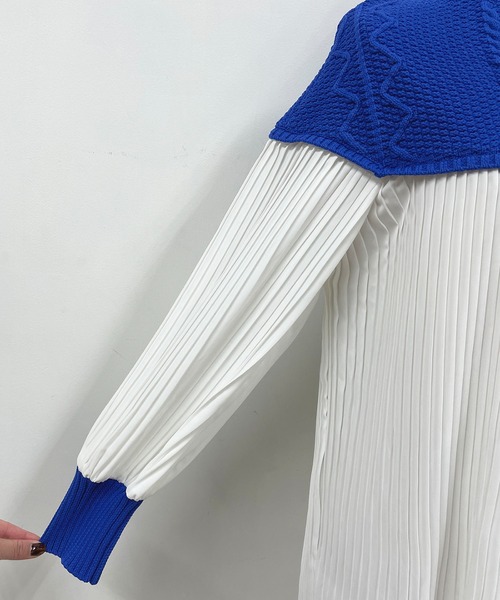 【セール】ケーブルニット切替プリーツプルオーバー（その他トップス）｜PICCIN（ピッチン）