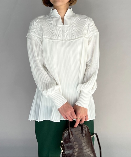 【セール】ケーブルニット切替プリーツプルオーバー（その他トップス）｜PICCIN（ピッチン）