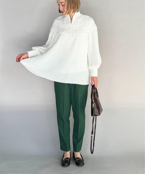 【セール】ケーブルニット切替プリーツプルオーバー（その他トップス）｜PICCIN（ピッチン）