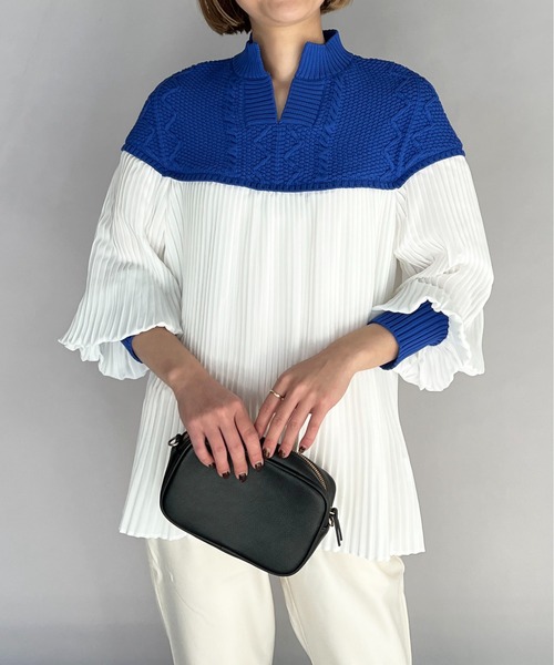 【セール】ケーブルニット切替プリーツプルオーバー（その他トップス）｜PICCIN（ピッチン）