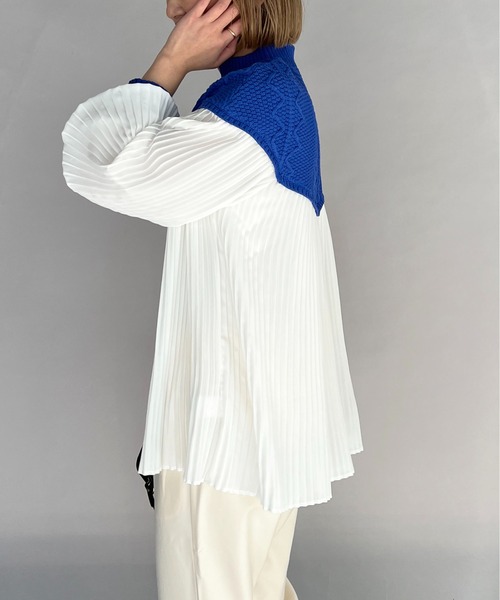 【セール】ケーブルニット切替プリーツプルオーバー（その他トップス）｜PICCIN（ピッチン）